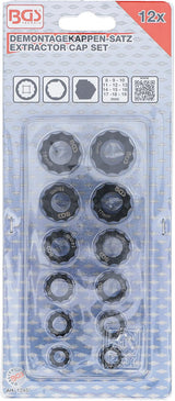 EXTRACTOR CAP SET FOR DAMAGED HEXAGON NUTS AND BOLTS | 12 PCS. (1245)