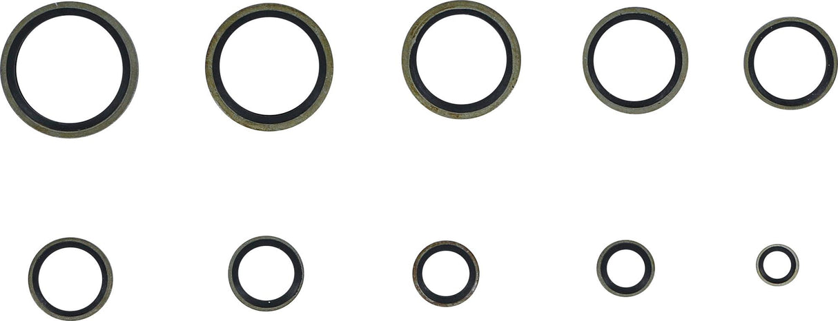 SEAL RING ASSORTMENT | METAL | WITH RUBBER SEALING BEAD | 150 PCS. (9306)