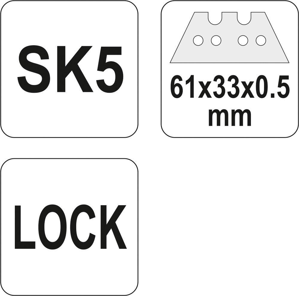 UTILITY KNIFE WITH TRAPEZOIDAL BLADES, RUBBERIZED (YT-76061)