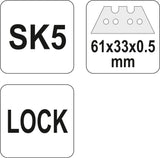 UTILITY KNIFE WITH TRAPEZOIDAL BLADES, RUBBERIZED (YT-76061)
