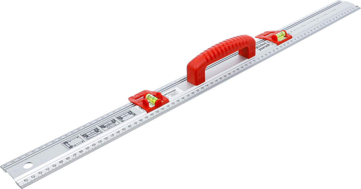 CUTTING AND MARKING RULER | WITH HANDLE AND SPIRIT LEVEL | 750 MM (50866)