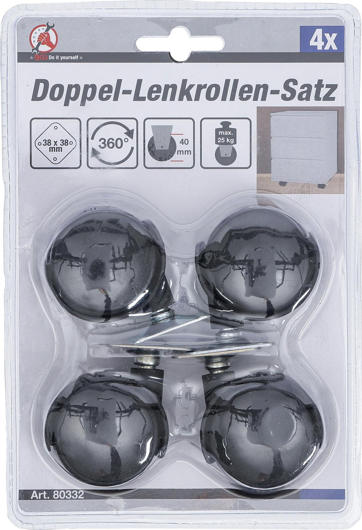 DOUBLE SWIVEL CASTORS SET | Ø 40 MM | 4 PCS. (80332)