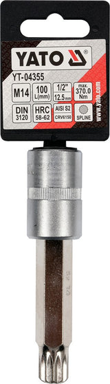 SOCKET BIT SPLINE 1/2" M14 L100MM (YT-04355)
