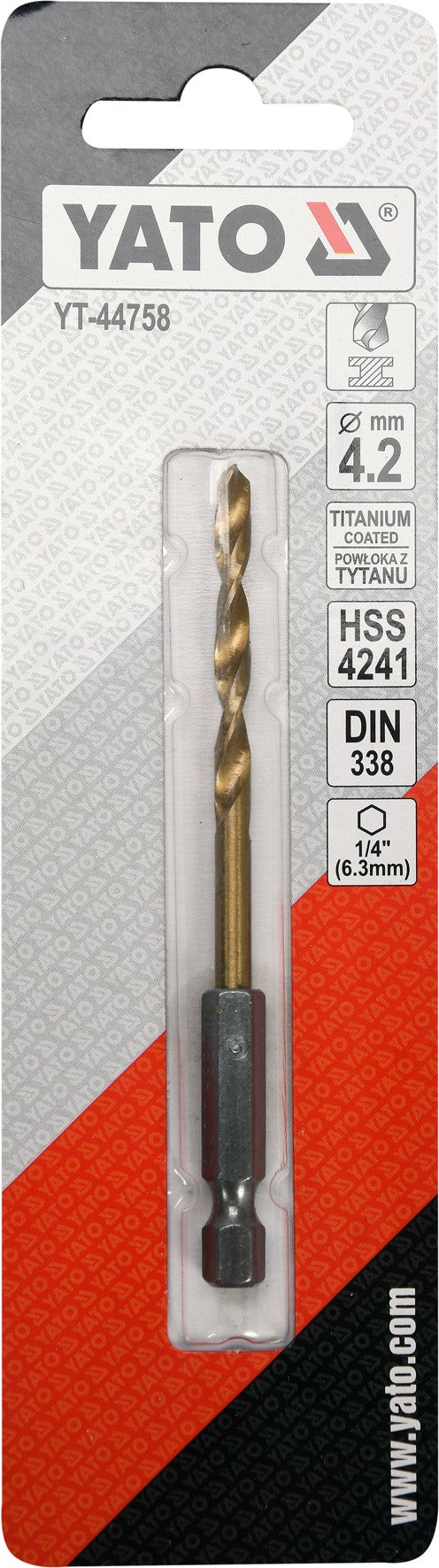 METAL DRILL WITH HEX SHANK 4,2MM TITAN (YT-44758)