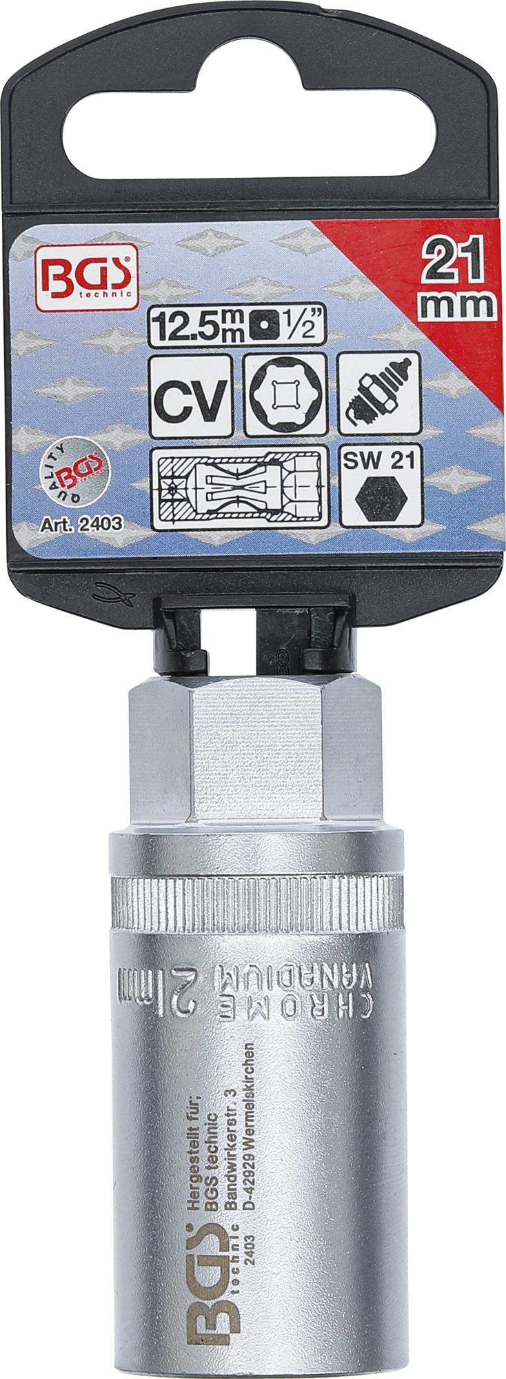 SPARK PLUG SOCKET, HEXAGON | 12.5 MM (1/2") DRIVE | 21 MM (2403)