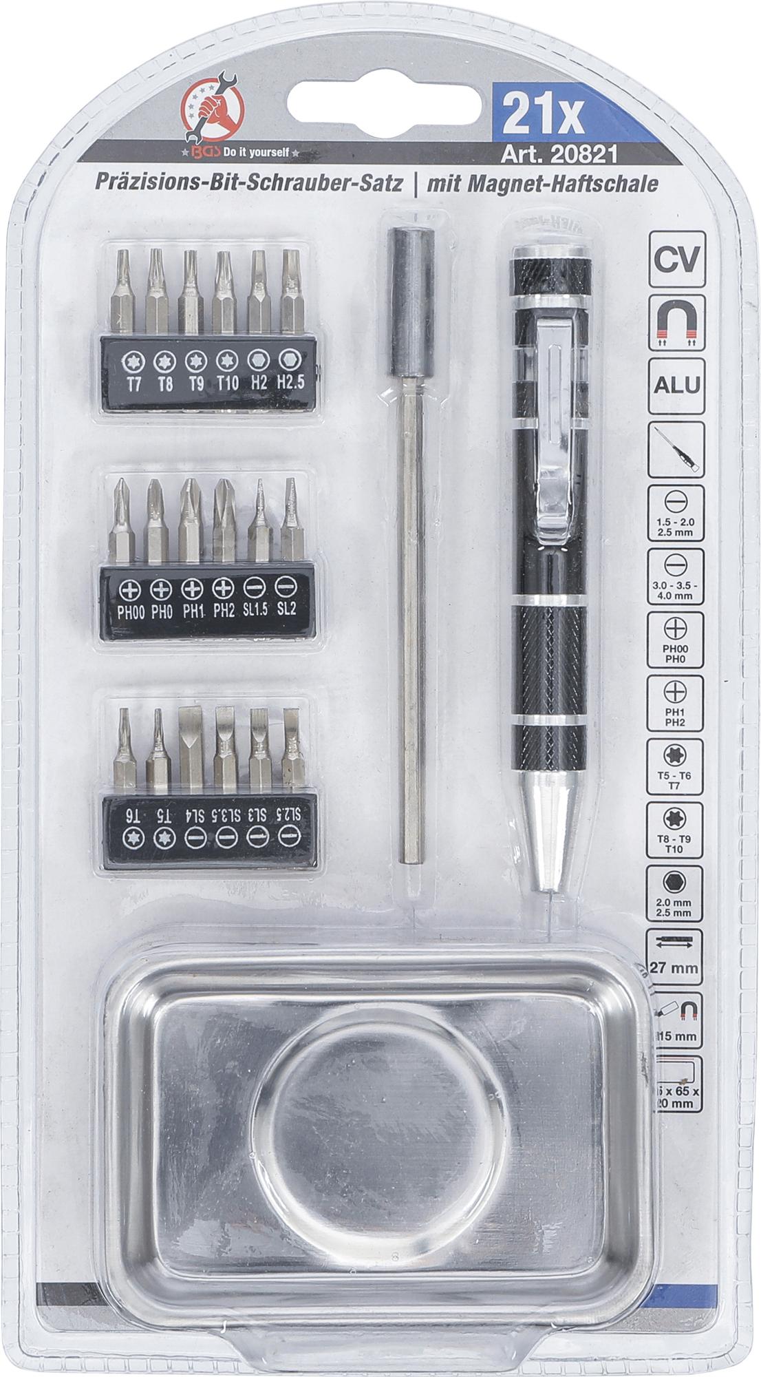 PRECISION SCREWDRIVER BIT SET | WITH MAGNETIC SHELL | 21 PCS. (20821)