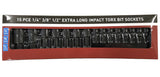 IMPACT BITS | 6.3 MM (1/4") / 10 MM (3/8") / 12.5 MM (1/2") | T-STAR (TORX) T6 - T70 | 15 PCS. (S1115)
