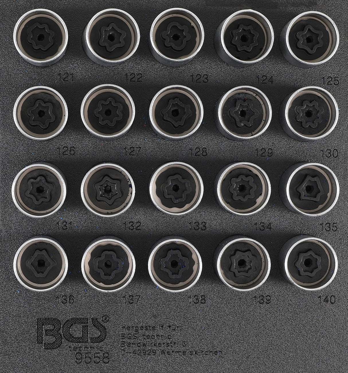TOOL TRAY 1/6: RIM LOCK SOCKET SET FOR OPEL / VAUXHALL (VERSION C) | 20 PCS. (9558)