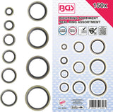 SEAL RING ASSORTMENT | METAL | WITH RUBBER SEALING BEAD | 150 PCS. (9306)
