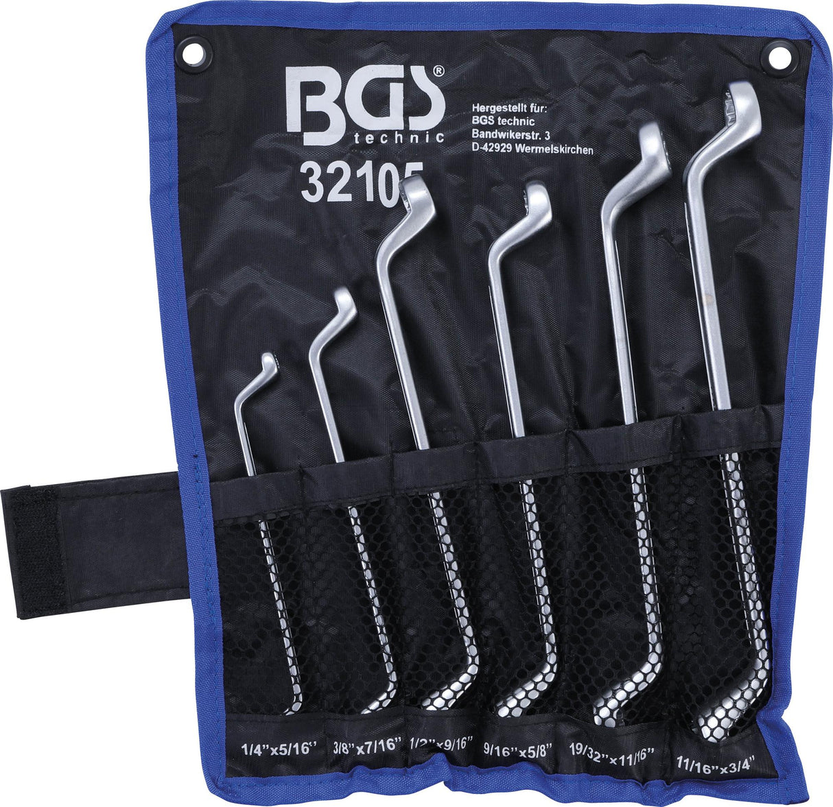DOUBLE RING SPANNER SET | DEEP OFFSET ENDS | INCH SIZES | 1/4" - 3/4" | 6 PCS. (32105)