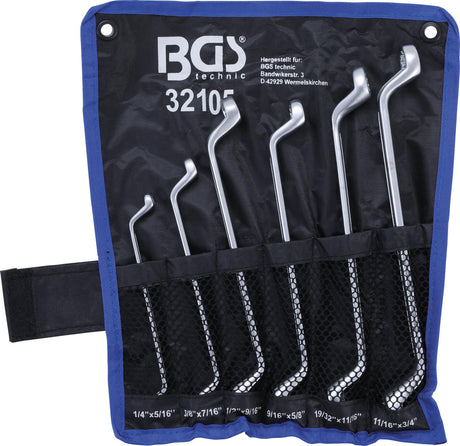 DOUBLE RING SPANNER SET | DEEP OFFSET ENDS | INCH SIZES | 1/4" - 3/4" | 6 PCS. (32105)
