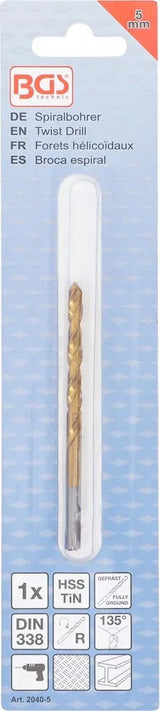 TWIST DRILL | HSS-G | TITANIUM-NITRATED | 5.0 MM (2040-5)