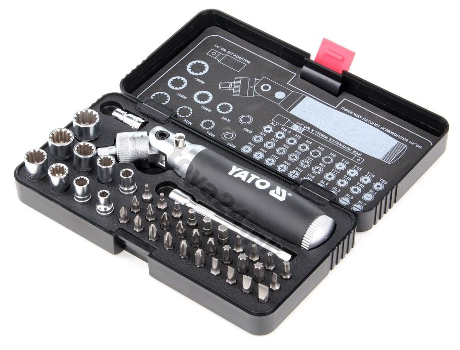 BIT AND SOCKET SET WITH FLEX REVERSIBLE RATCHET SCREWDRIVER | 42 PCS. (YT-2806)