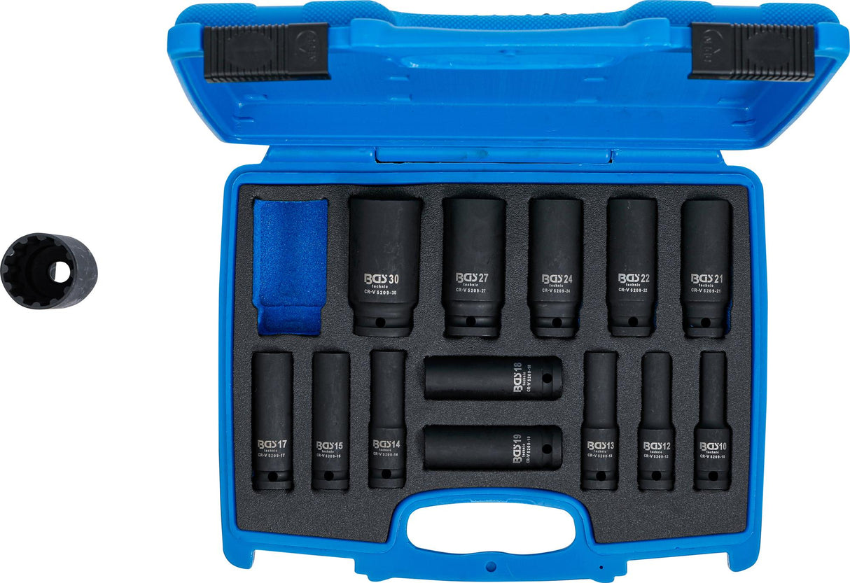 IMPACT SOCKET SET GEAR LOCK | 12.5 MM (1/2") DRIVE | 10 - 32 MM | 14 PCS. (5209)