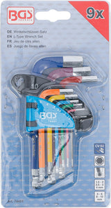 L-TYPE WRENCH SET | MULTICOLOUR | SHORT | INTERNAL HEXAGON, INTERNAL HEXAGON WITH BALL HEAD 1.5 - 10 MM | 9 PCS. (74451B)