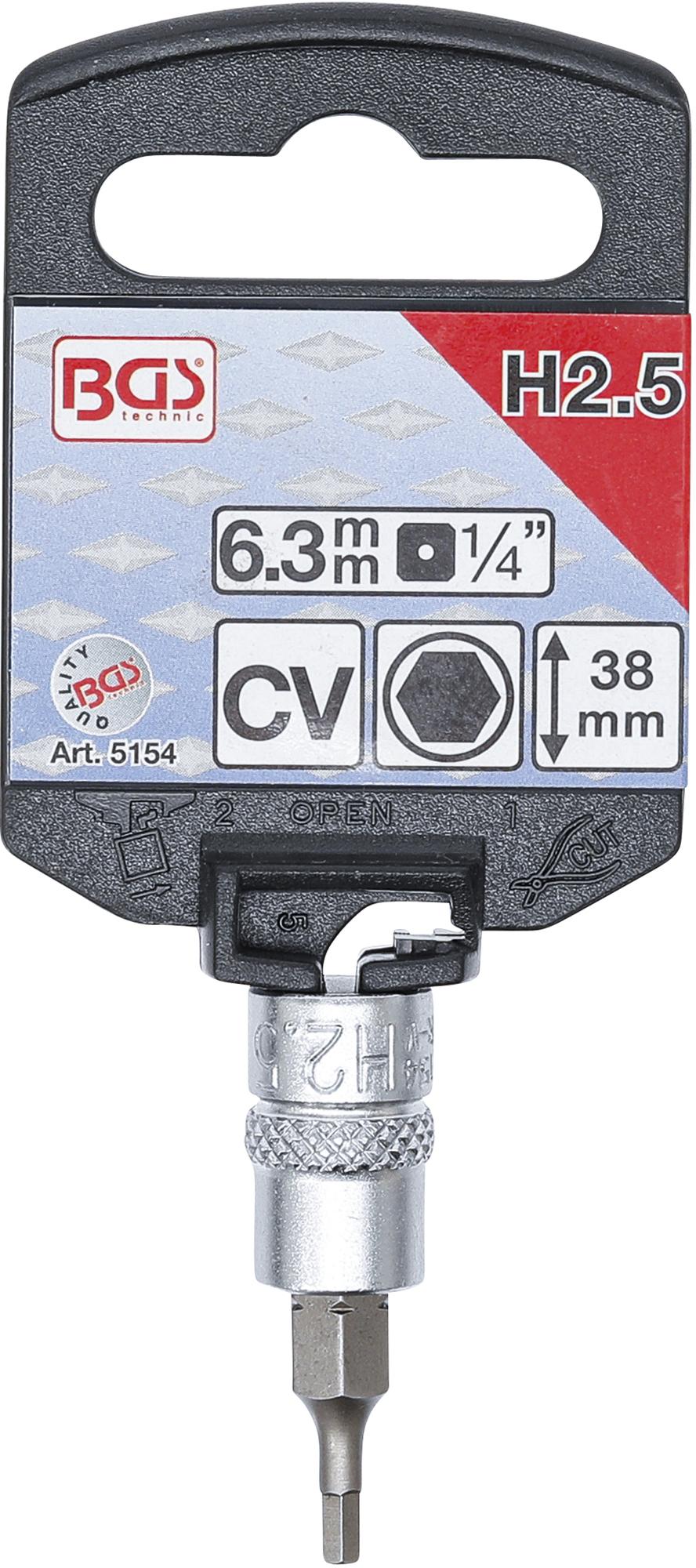 BIT SOCKET | 6.3 MM (1/4") DRIVE | INTERNAL HEXAGON 2.5 MM (5154)