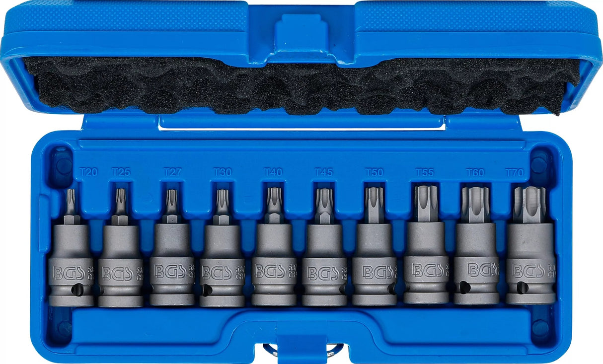 IMPACT BIT SOCKET SET | 12.5 MM (1/2") DRIVE | T-STAR (FOR TORX) T20 - T70 | 10 PCS. (5097)