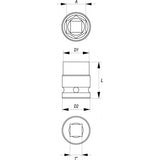 IMPACT SOCKET 1"X24MM (YT-1180)