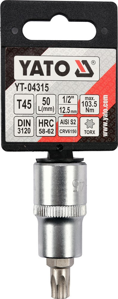 SOCKET BIT TORX 1/2" T45 L55MM (YT-04315)