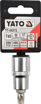 SOCKET BIT TORX 1/2" T45 L55MM (YT-04315)