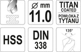 TWIST DRILL BIT HSS-TIN 11 MM (YT-44664)