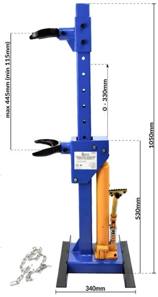 HYDRAULIC SPRING COMPRESSORS | INTERCHANGEABLE BITS | 1000 KG | 210 - 570 MM (V819)