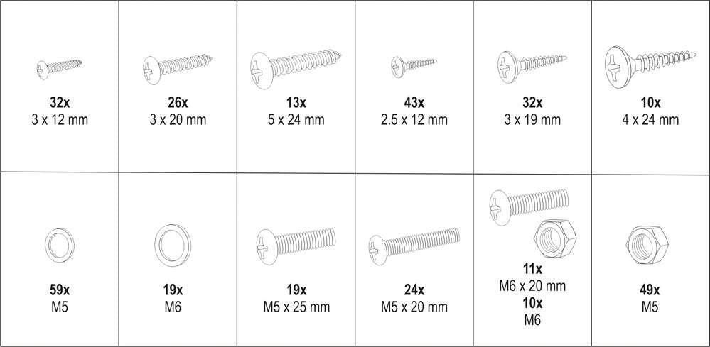 GASKET, WASHER / NUT / BOLT / SELF-TAPPING SCREW SET | 327 PCS. (YT-06771)