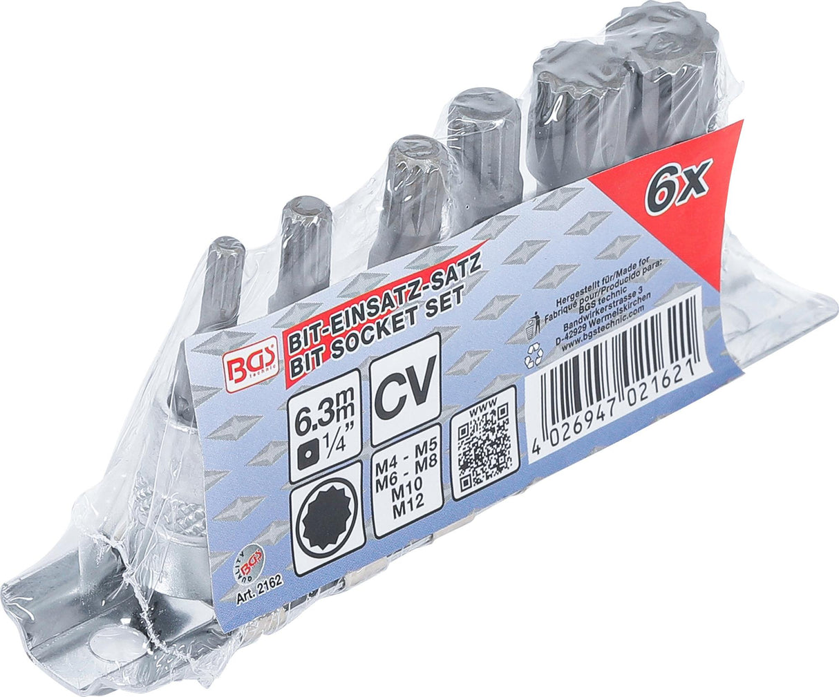 BIT SOCKET | 6.3 MM (1/4") DRIVE | SPLINE (FOR XZN) M4 - M12 | 6 PCS. (2162)