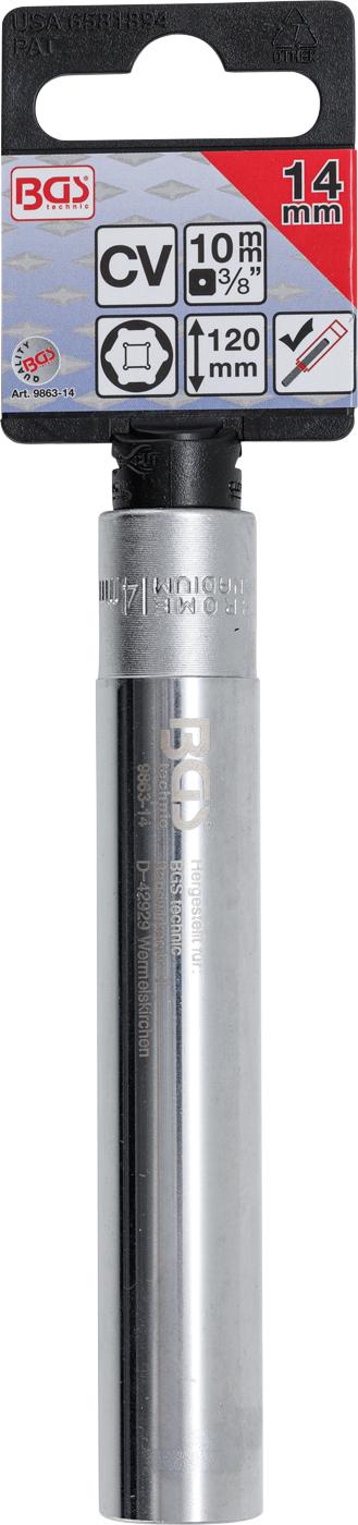 SOCKET, HEXAGON, EXTRA DEEP | 10 MM (3/8 ") DRIVE | 14 MM (9863-14)