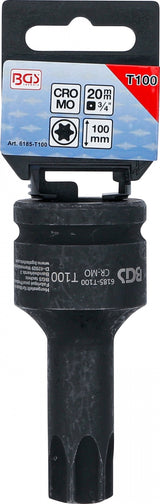 IMPACT BIT SOCKET | LENGTH 100 MM | 20 MM (3/4") DRIVE | T-STAR (FOR TORX) T100 (6185-T100)