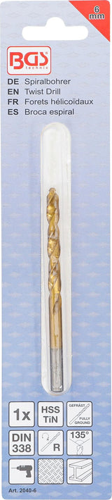 TWIST DRILL | HSS-G | TITANIUM-NITRATED | 6.0 MM (2040-6)