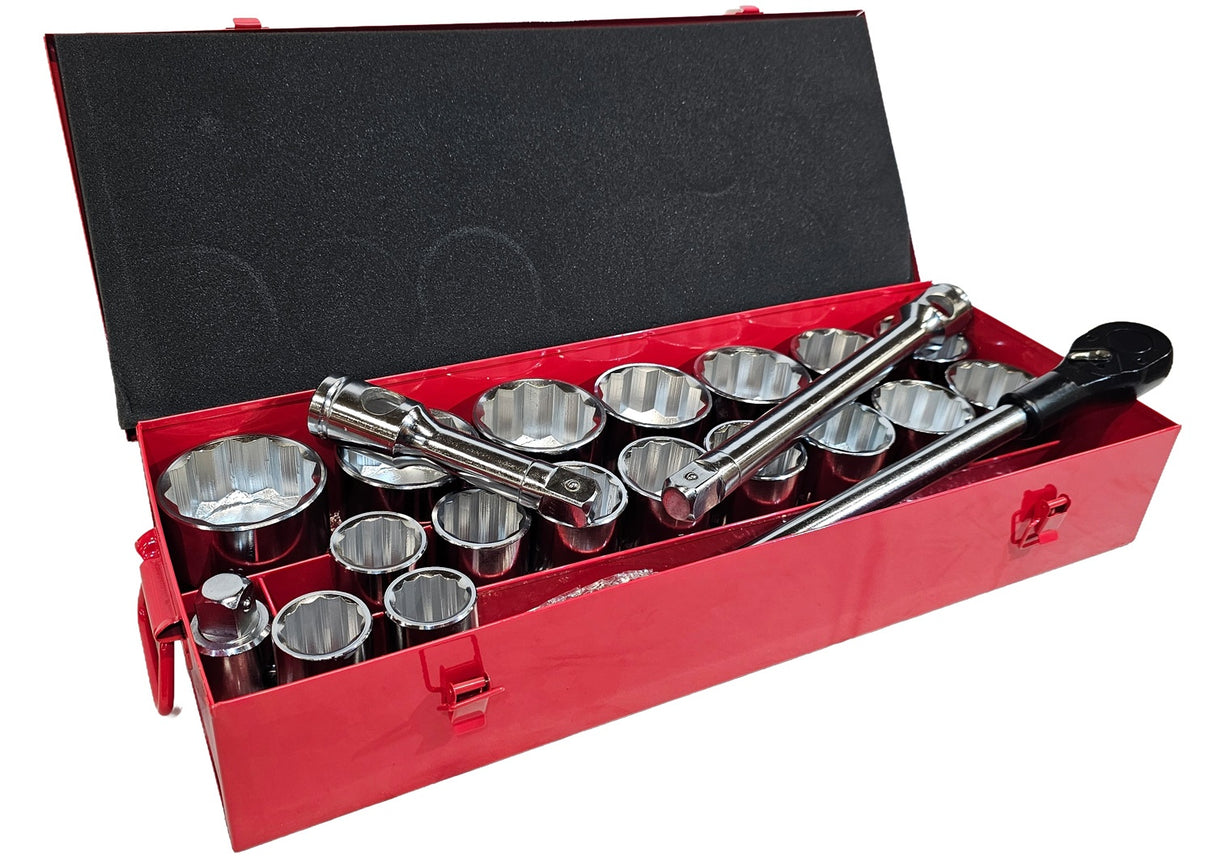 SOCKET AND WRENCH SET 12-POINT | 25 MM (1") | 36 - 80 MM | 22 PCS. (SS122)