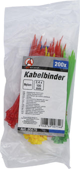 CABLE TIE ASSORTMENT | COLOURED | 2.4 X 100 MM | 200 PCS. (80875)