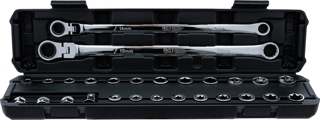 DOUBLE RING AND SWIVEL HEAD RATCHET WRENCH SET | EXTRA LONG | 27 PCS. (74274)