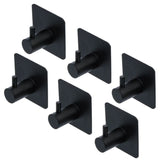 SELF-ADHESIVE METAL HOOKS FOR TOWELS ETC. SET | BLACK | 6 PCS (88240)