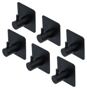 SELF-ADHESIVE METAL HOOKS FOR TOWELS ETC. SET | BLACK | 6 PCS (88240)