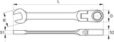FLEX. RATCHET COMBINATION WRENCH 8MM (YT-1674)