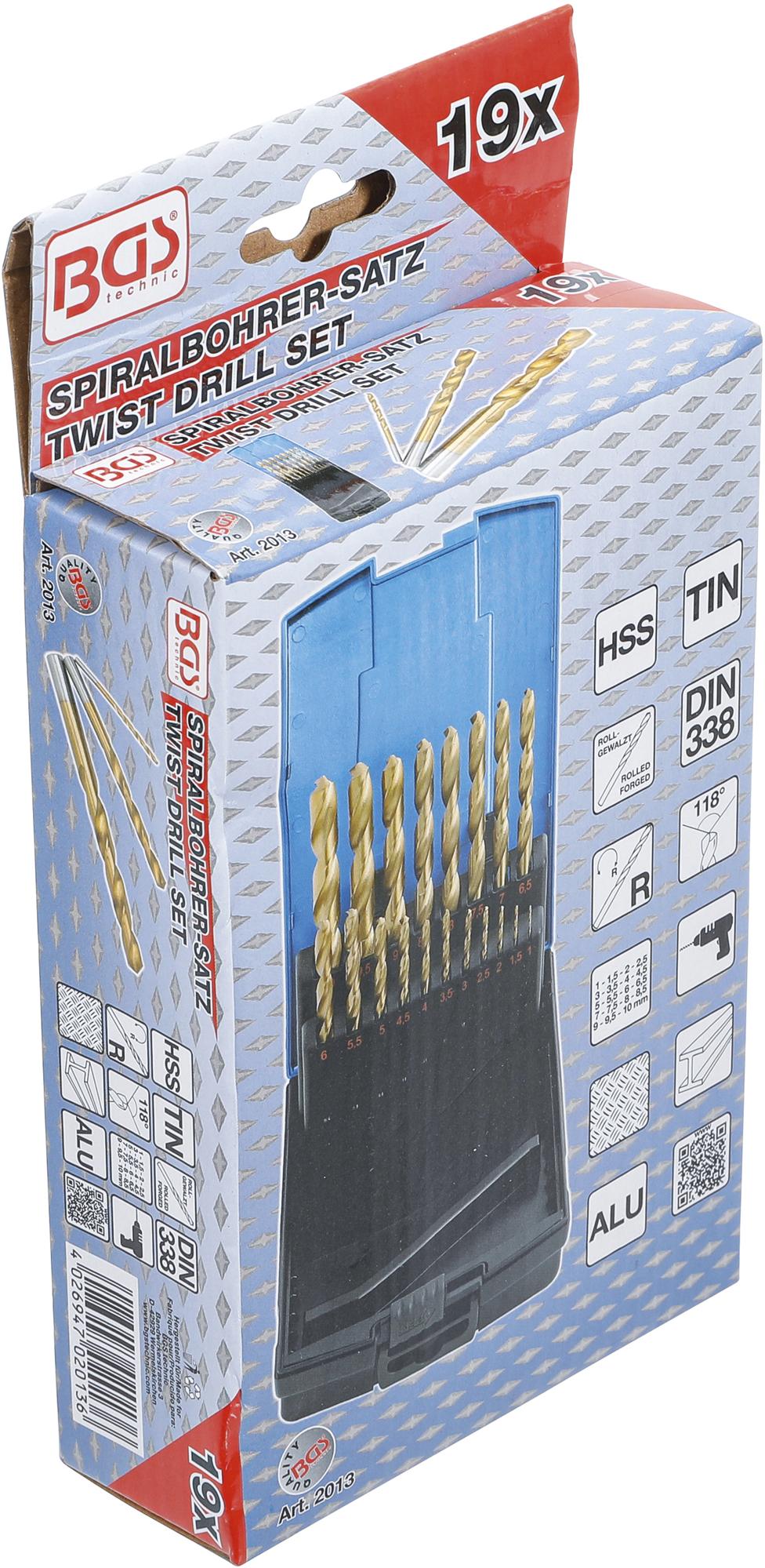 TWIST DRILL SET | HSS | TITANIUM NITRATED | 1 - 10 MM | 19 PCS. (2013)