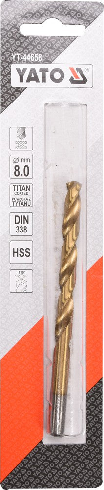TWIST DRILL BIT HSS-TIN 8 MM (YT-44658)