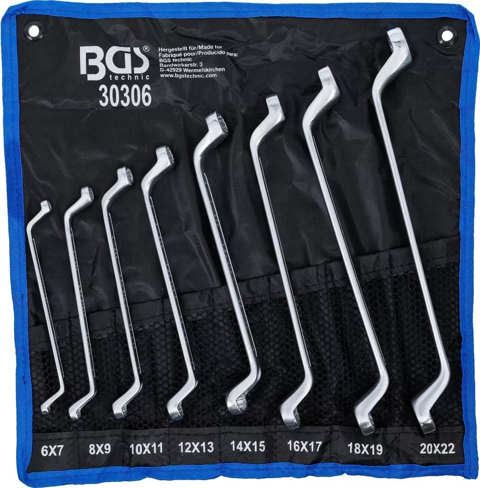 DOUBLE RING SPANNER SET | DEEP OFFSET ENDS | 6 X 7 - 20 X 22 MM | 8 PCS. (30306)