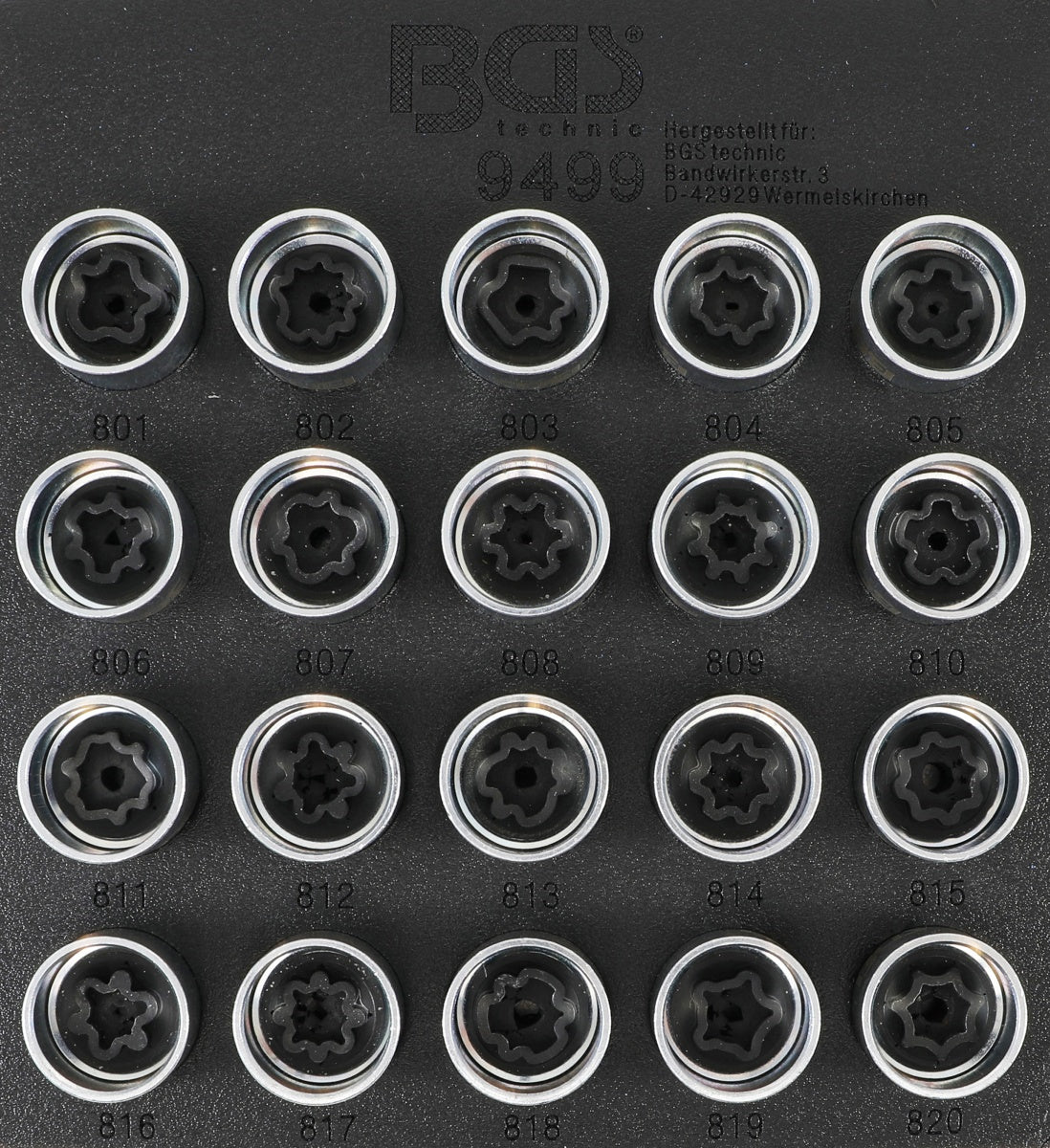 TOOL TRAY 1/6: RIM LOCK SOCKET SET FOR AUDI | 20 PCS. (9499)