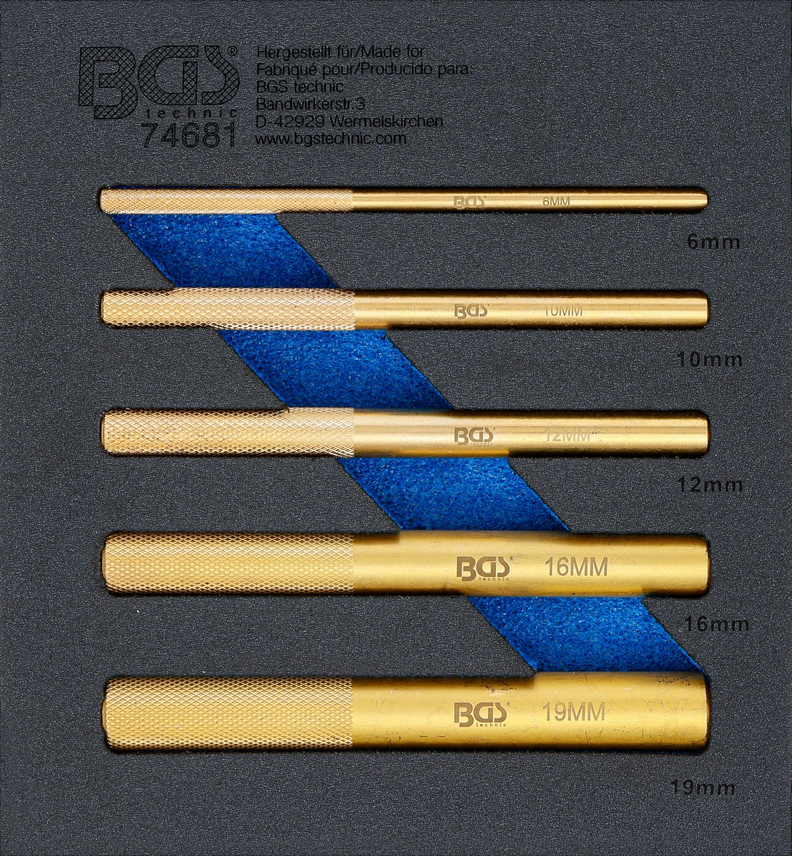 TOOL CASE 1/6: BRASS PUNCH SET | 6–19 MM | 5 PCS. (74681B)