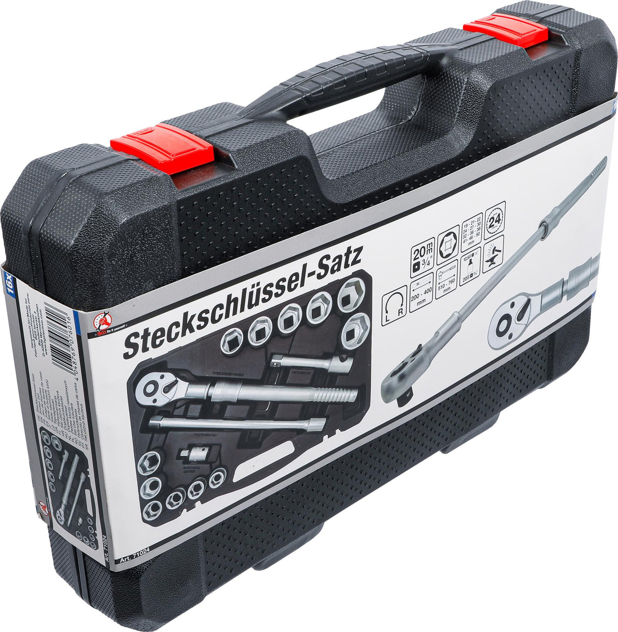 SOCKET SET | WITH REVERSIBLE RATCHET, EXTENDABLE | 20 MM (3/4") DRIVE | 19 - 50 MM | 16 PCS. (71024)