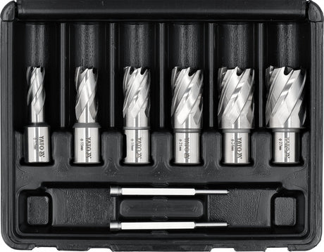 HSS ANNULAR/CORE DRILL BIT SET FOR METAL | WELDON SHANK | 12-27 MM | 8 PCS (YT-43400)