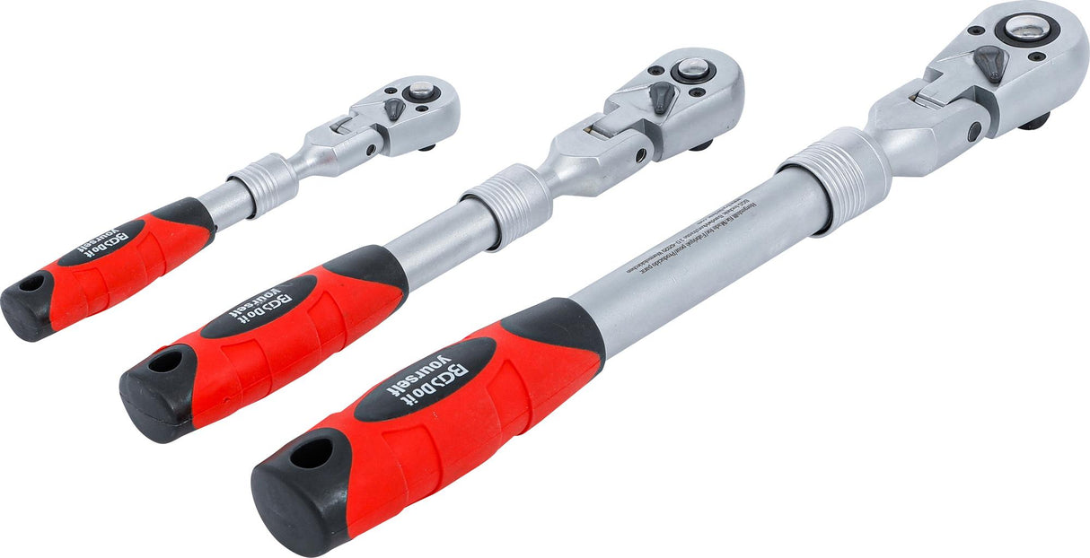 REVERSIBLE RATCHET SET | EXTENDABLE, BENDABLE | 6.3 MM (1/4") - 10 MM (3/8") - 12.5 MM (1/2") | 3 PCS. (72114)