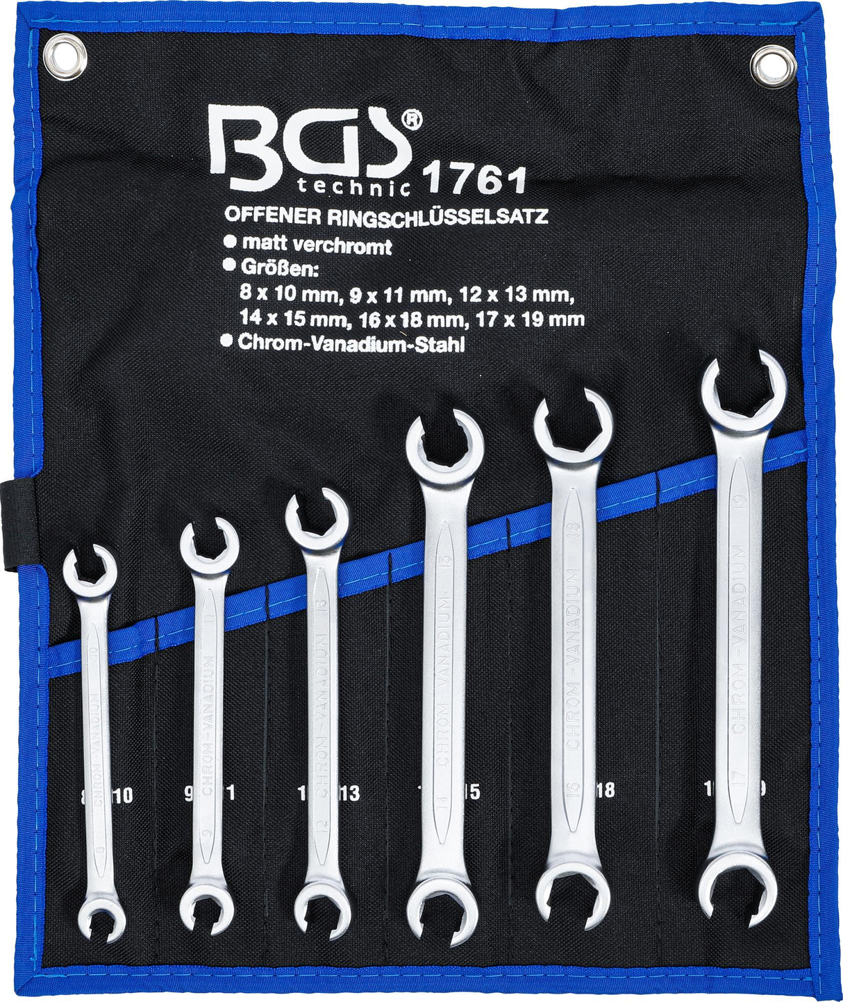DOUBLE RING SPANNER SET, OPEN TYPE | 8 X 10 - 17 X 19 MM | 6 PCS. (1761)