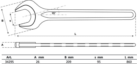 SINGLE OPEN END SPANNER | DIN 894 | 95 MM (34295)