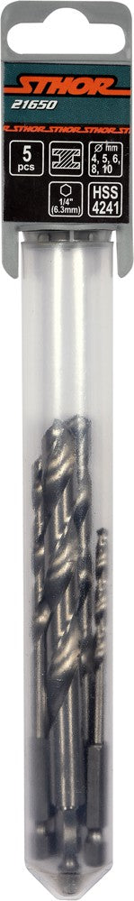 METAL DRILLS 5PCS 4-10MM HSS HEX 1/4" (21650)