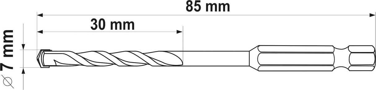 UNIVERSAL DRILL WITH HEX SHANK 7,0MM (YT-44784)