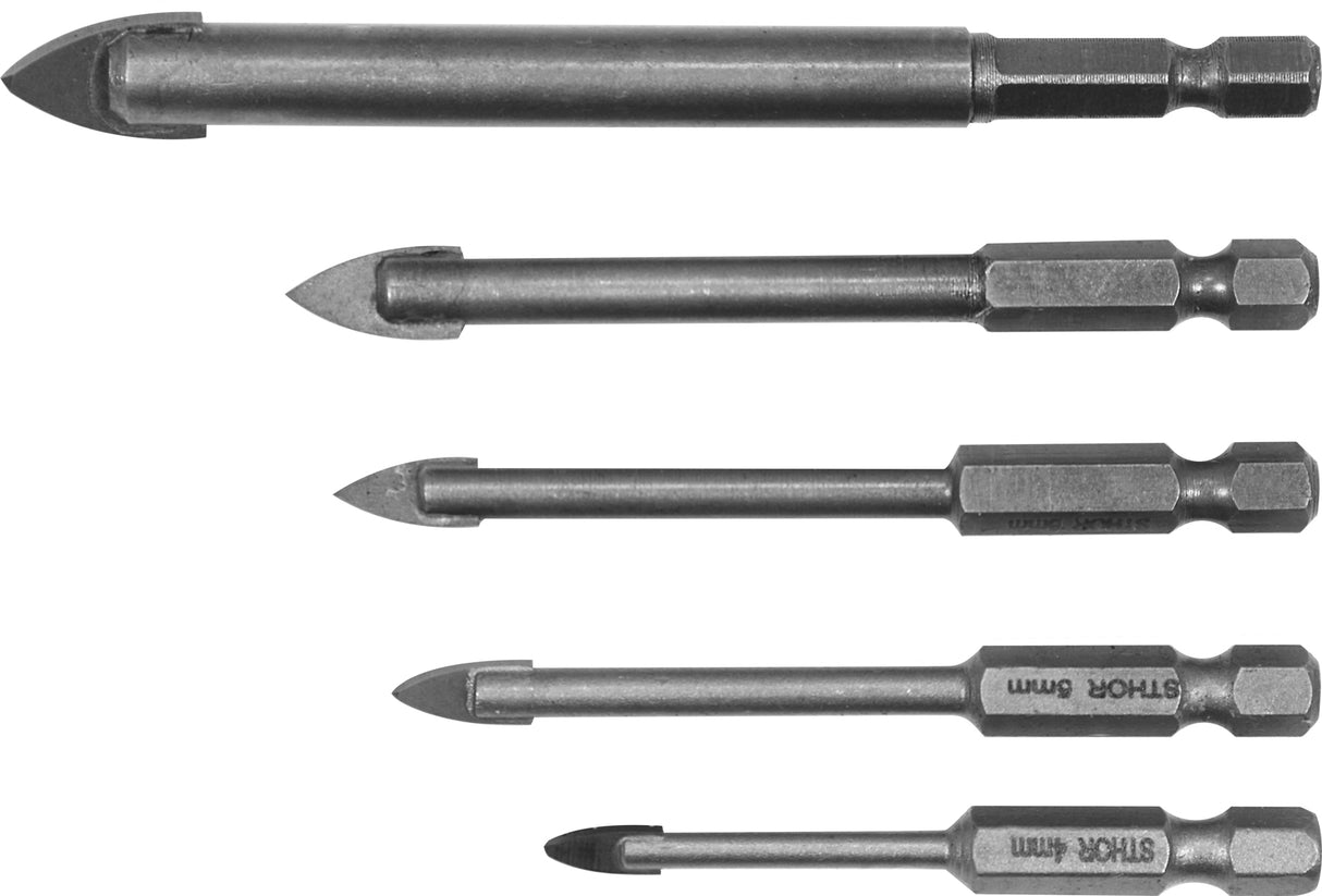 GLASS AND TILE DRILLS 5PCS 4-10MM HEX (21709)